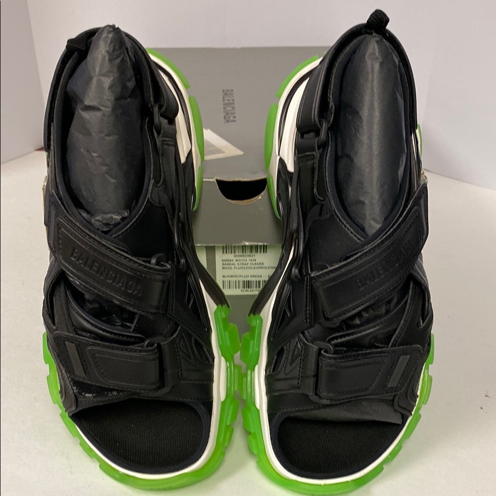 Balenciaga Black and white fluorescent Green Sandals woman’s size 9 - Picture 1 of 14